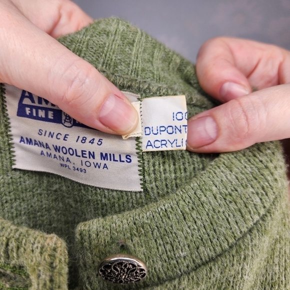 Vintage Green Fair Isle Knit Cardigan Cozy Sweater Medium - Picture 11 of 12